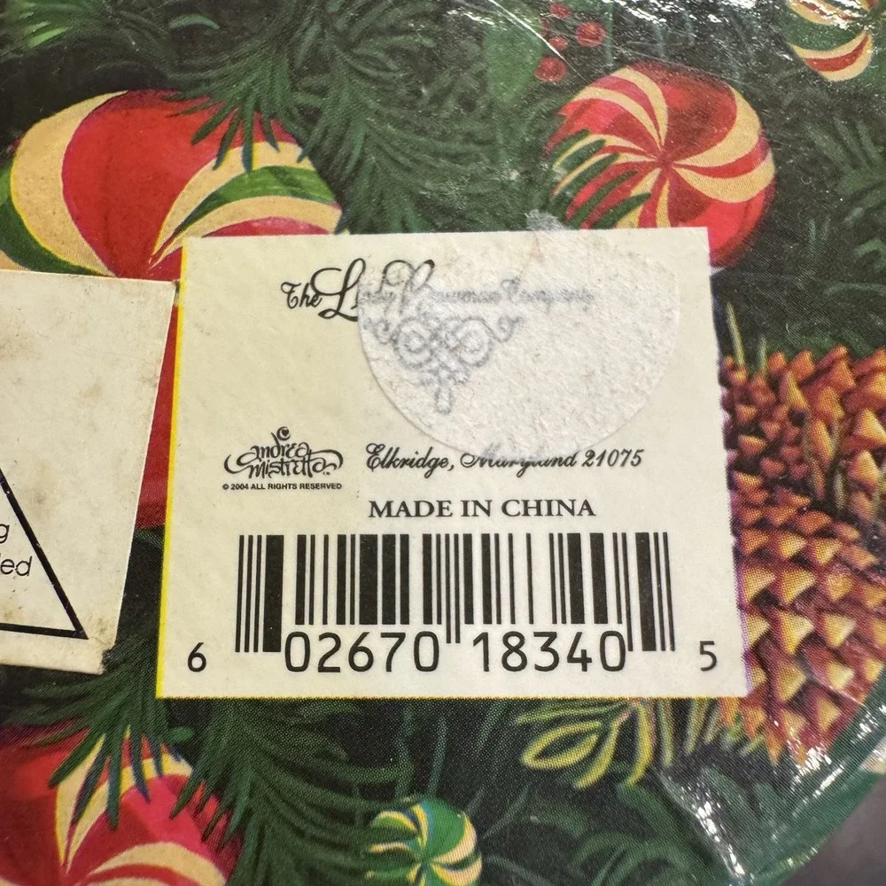 Vintage Round Christmas Gift Box Reusable Hat Storage Green White‎ Plaid